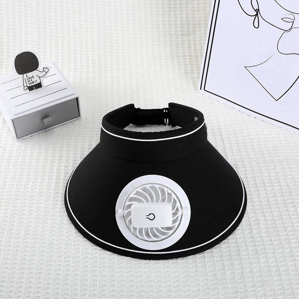 Summer Large Brim USB Charging Fan Sun Visor for Men and Women