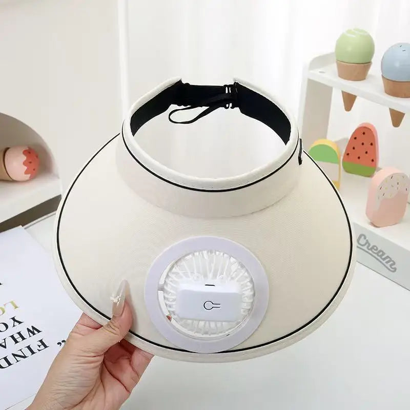 Summer Large Brim USB Charging Fan Sun Visor for Men and Women