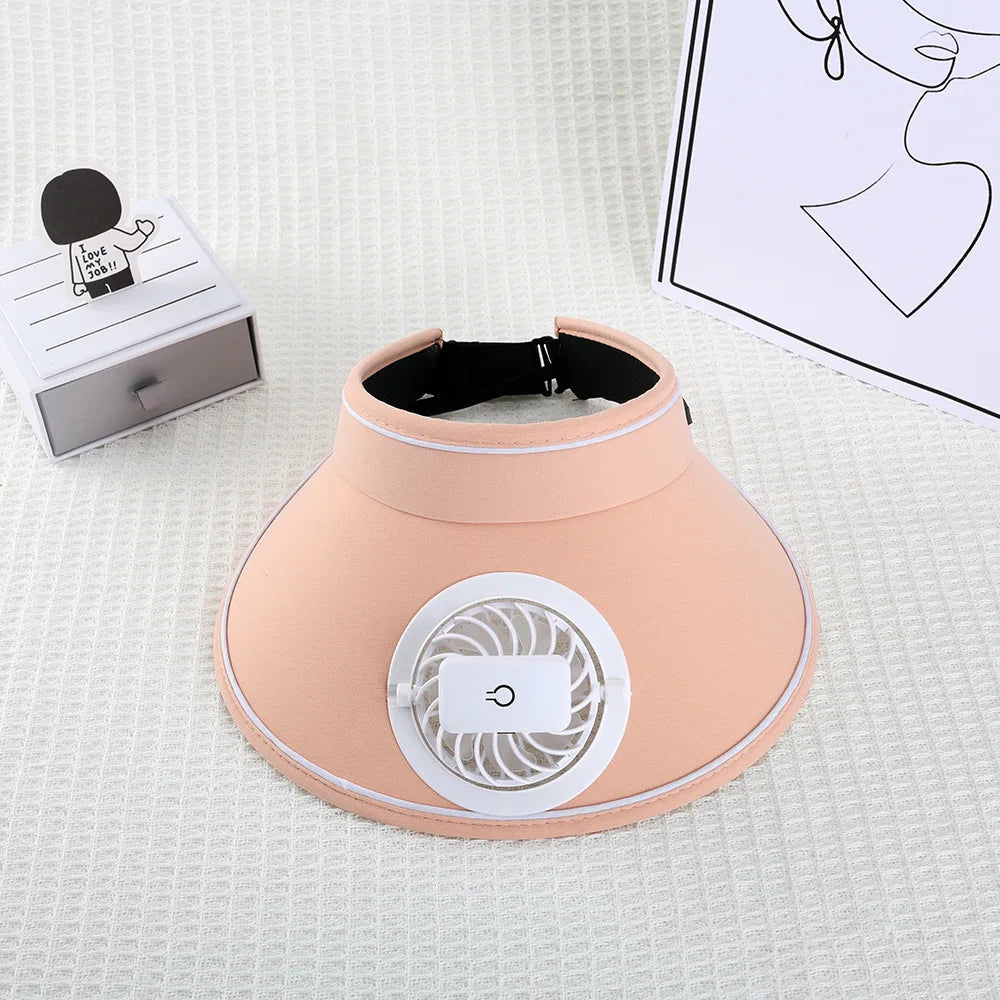 Summer Large Brim USB Charging Fan Sun Visor for Men and Women