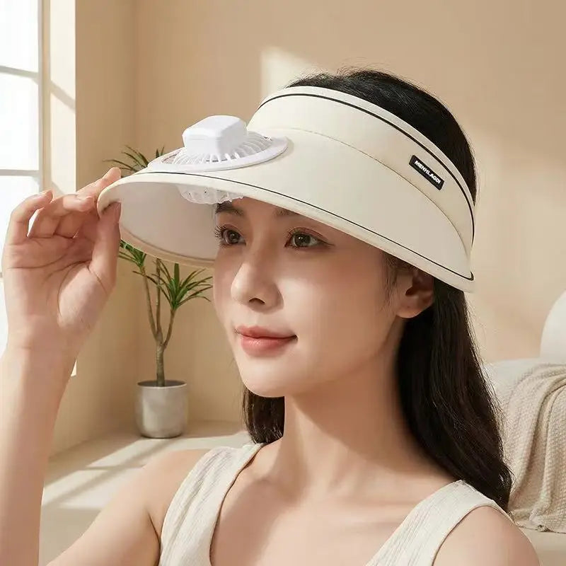 Summer Large Brim USB Charging Fan Sun Visor for Men and Women
