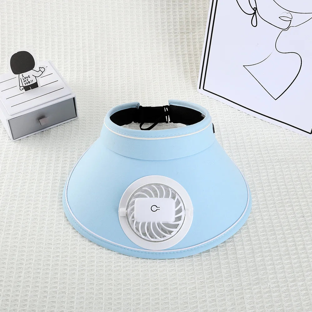 Summer Large Brim USB Charging Fan Sun Visor for Men and Women