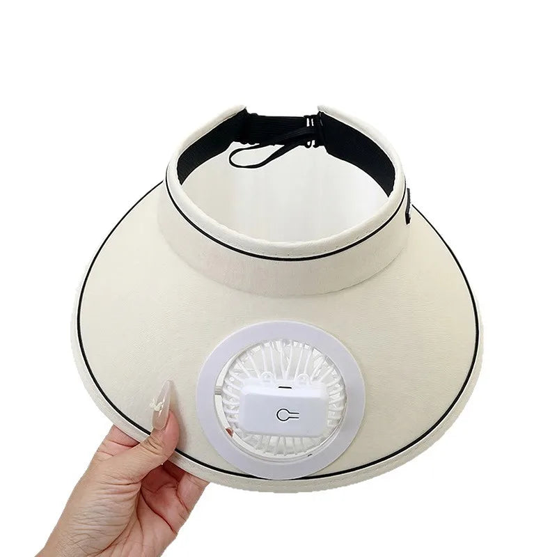 Summer Large Brim USB Charging Fan Sun Visor for Men and Women